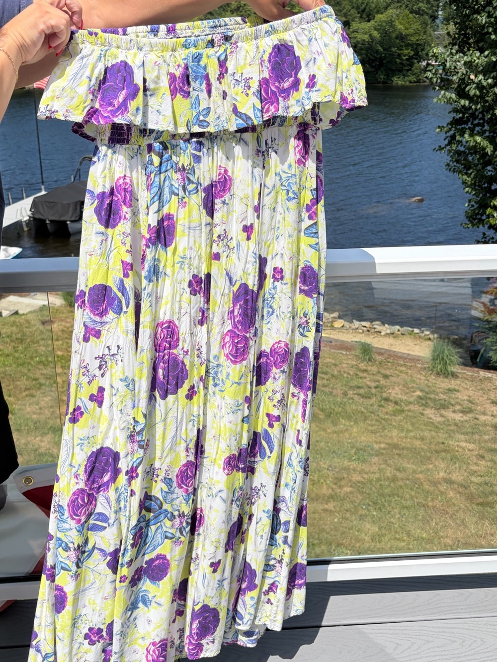 torrid Purple & Yellow Floral Smocked Midi Dress - Picture 2 of 3